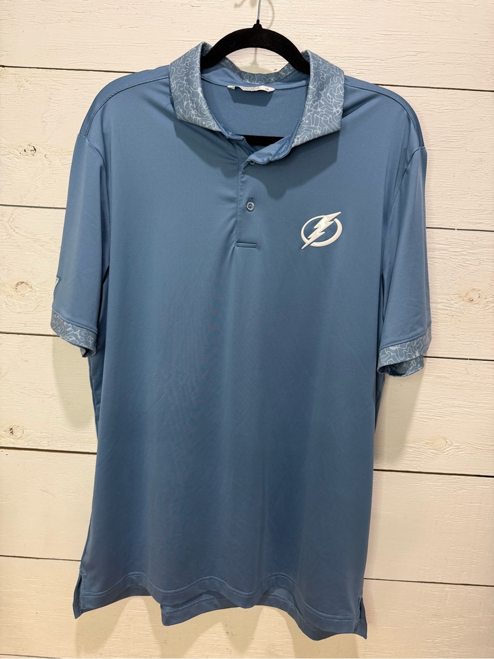 Tampa Bay Lightning performance NHL Hockey Blue Short Sleeve Polo Shirt Men’s L